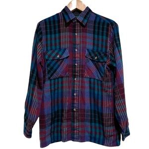 Vintage Claybrooke Outdoors Plaid Flannel Button Up Shirt Multicolor Size Medium